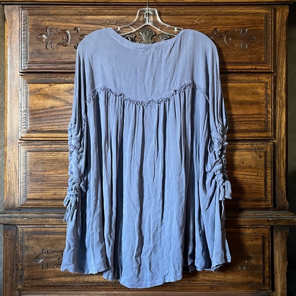 Oli & Hali Slate Blue Oversized Tunic with Button Detail - Picture 4 of 7